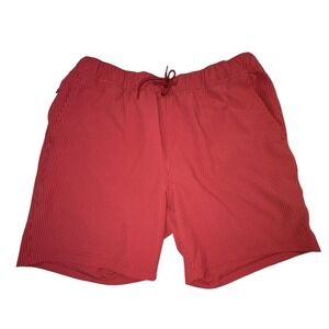 True Classic Swim Trunks‎ XL Red Striped Seersucker Texture Mesh Lined Shorts